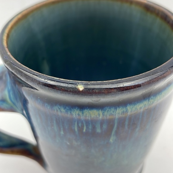 Vintage Unmarked Cobalt Blue Brown Glazed Pottery Mug - Picture 4 of 10